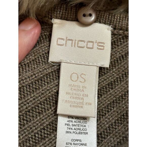 Chico's poncho/sweater, brown, one size, cozy, artsy, eclectic, layering - Picture 4 of 5